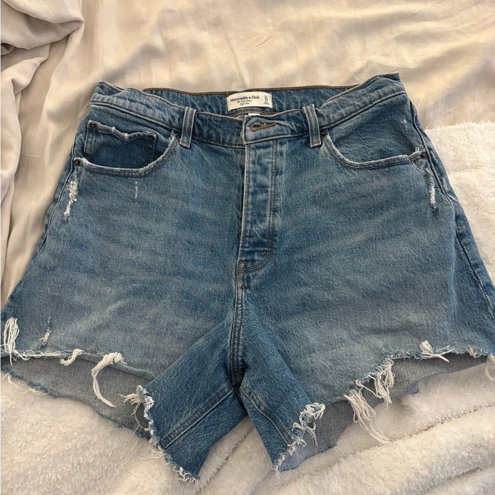 Abercrombie & Fitch Light Blue Distressed Jean Shorts